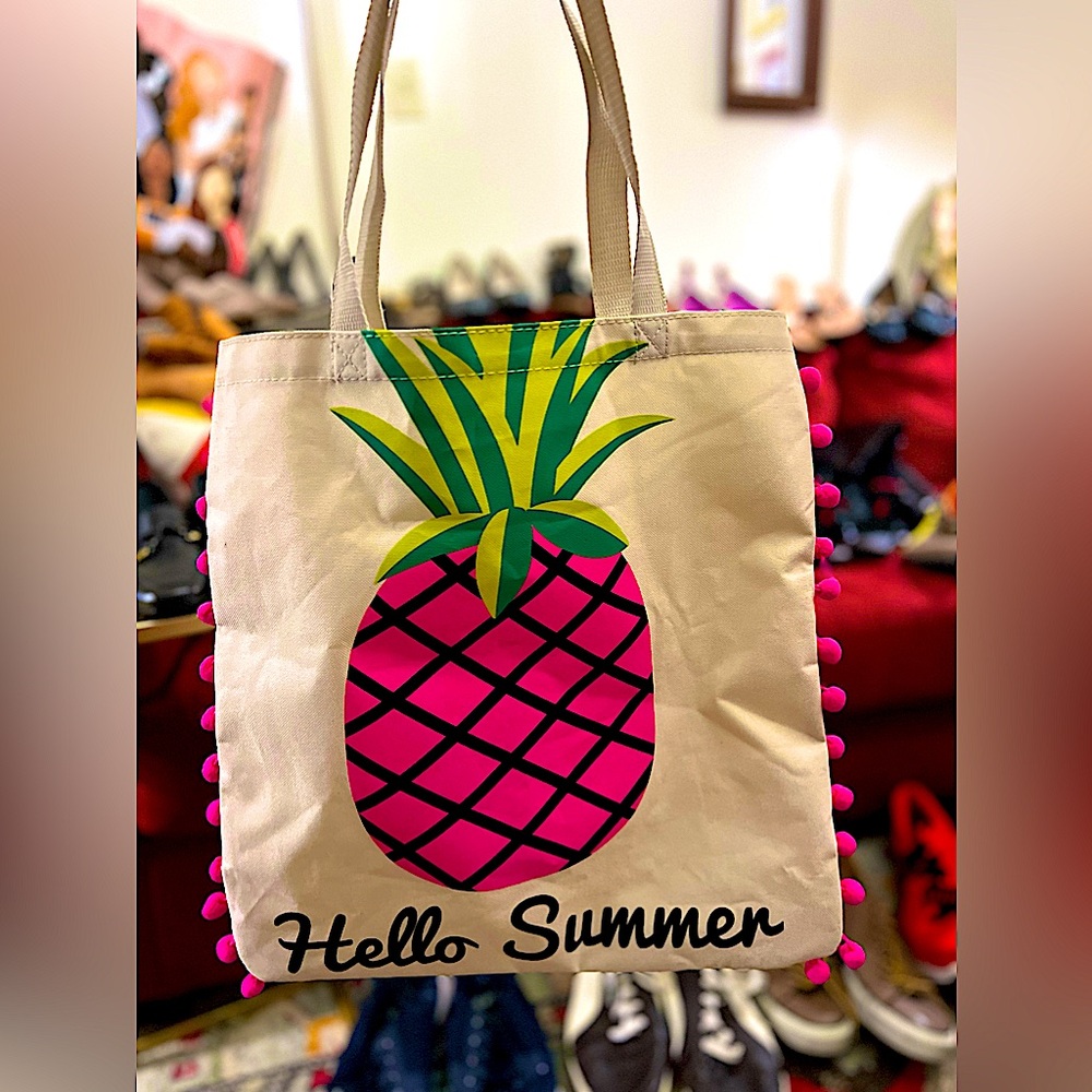 Hello Summer Pink Pineapple Tote Bag